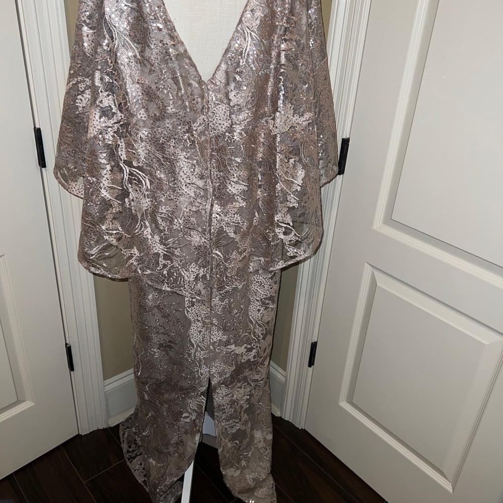 Mori Lee Champagne Lace Evening Gown - Picture 11 of 12